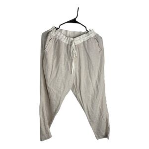 Susina Women's Cream Linen Drawstring Casual Beach Pants Size L